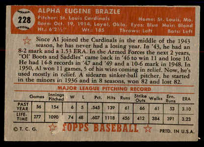 1952 Topps Baseball #228 Al Brazle Cardinals VG 558823