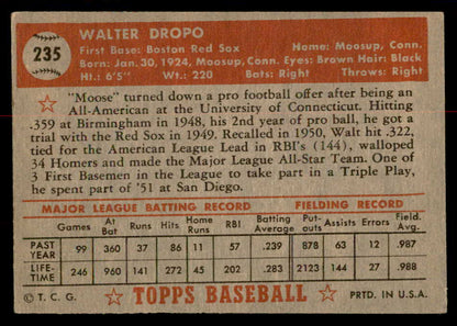 1952 Topps Baseball #235 Walt Dropo Red Sox VG 558834