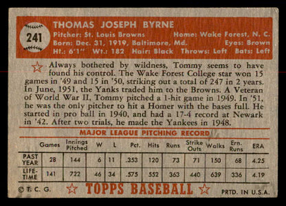 1952 Topps Baseball #241 Tommy Byrne Browns VG-EX 558842