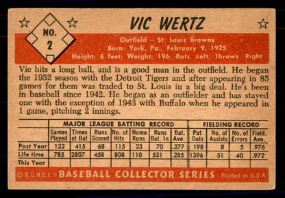 1953 Bowman Color Baseball #002 Vic Wertz Browns EX-MT 558873