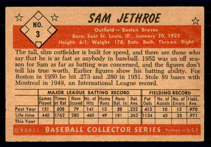 1953 Bowman Color Baseball #003 Sam Jethroe Braves EX-MT 558875