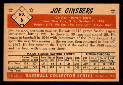 1953 Bowman Color Baseball #006 Joe Ginsberg Tigers EX-MT 558879