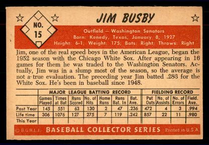 1953 Bowman Color Baseball #015 Jim Busby Senators EX-MT 558886