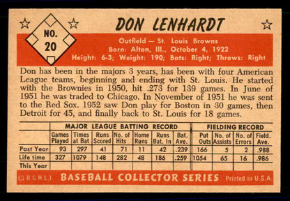1953 Bowman Color Baseball #020 Don Lenhardt Browns EX-MT 558892