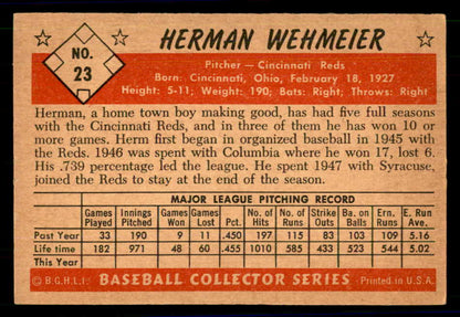 1953 Bowman Color Baseball #023 Herman Wehmeier Reds EX-MT 558893