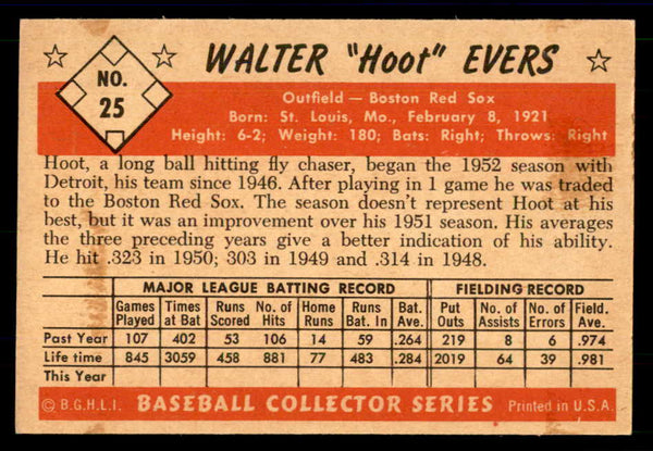 1953 Bowman Color Baseball #025 Hoot Evers Red Sox EX-MT 558895