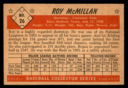 1953 Bowman Color Baseball #026 Roy McMillan Reds EX-MT 558896