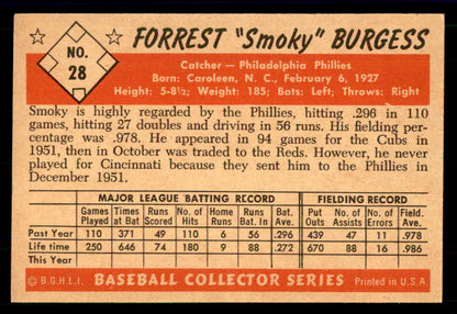 1953 Bowman Color Baseball #028 Smoky Burgess Phillies EX-MT 558899