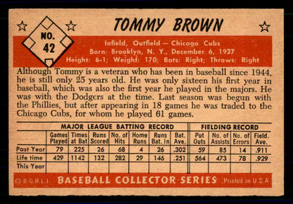 1953 Bowman Color Baseball #042 Tommy Brown Cubs EX-MT 558909