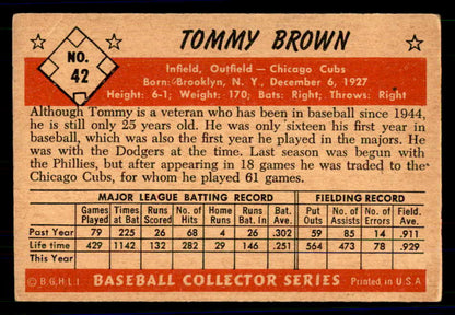1953 Bowman Color Baseball #042 Tommy Brown Cubs VG-EX 558910