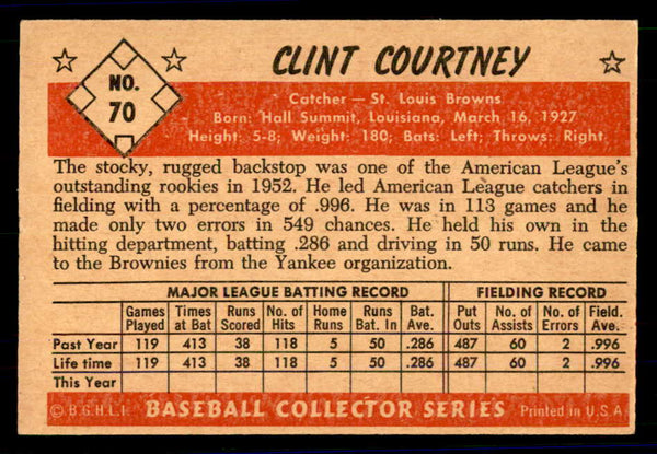 1953 Bowman Color Baseball #070 Clint Courtney Browns EX 558928