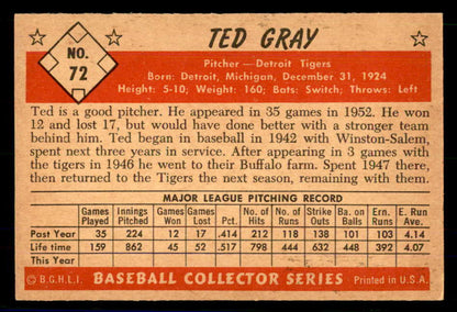 1953 Bowman Color Baseball #072 Ted Gray Tigers EX-MT 558931
