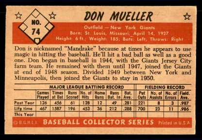 1953 Bowman Color Baseball #074 Don Mueller Giants EX-MT 558934