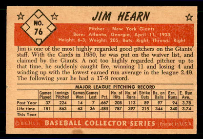 1953 Bowman Color Baseball #076 Jim Hearn Giants EX-MT 558937