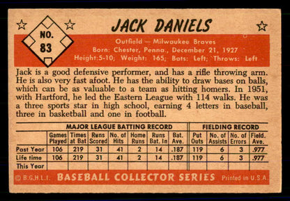 1953 Bowman Color Baseball #083 Jack Daniels Braves VG-EX 558945