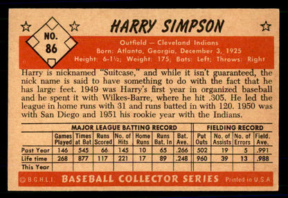 1953 Bowman Color Baseball #086 Harry Simpson Indians EX-MT 558947