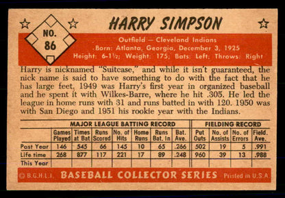 1953 Bowman Color Baseball #086 Harry Simpson Indians EX-MT 558948