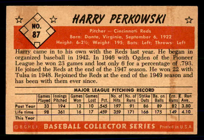 1953 Bowman Color Baseball #087 Harry Perkowski Reds EX-MT 558949