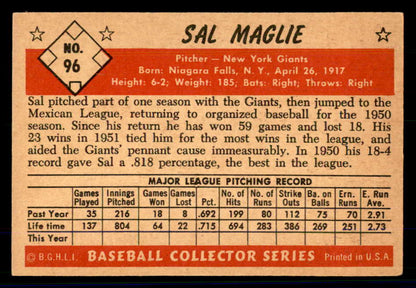 1953 Bowman Color Baseball #096 Sal Maglie Giants EX-MT 558958