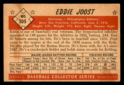 1953 Bowman Color Baseball #105 Eddie Joost A's EX 558964