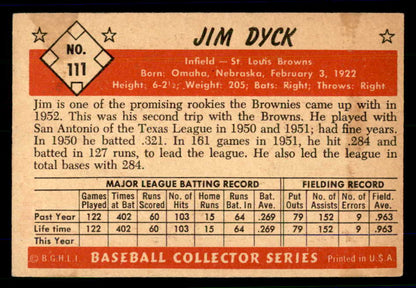 1953 Bowman Color Baseball #111 Jim Dyck Browns EX-MT 558970