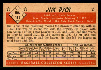 1953 Bowman Color Baseball #111 Jim Dyck Browns VG-EX 558971