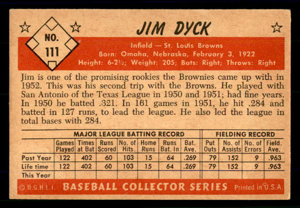 1953 Bowman Color Baseball #111 Jim Dyck Browns VG-EX 558971