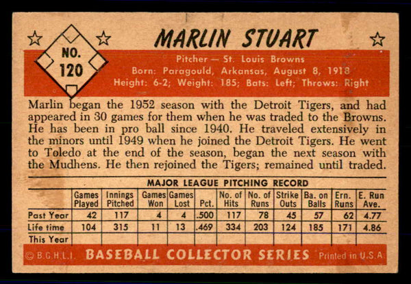 1953 Bowman Color Baseball #120 Marlin Stuart Browns EX-MT 558977