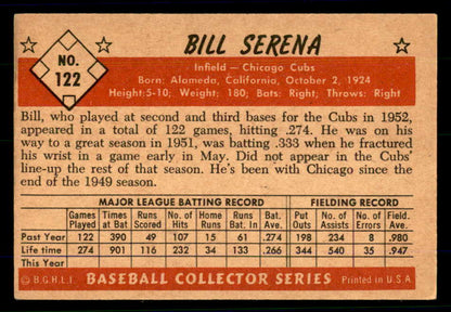 1953 Bowman Color Baseball #122 Bill Serena Cubs VG-EX 558979