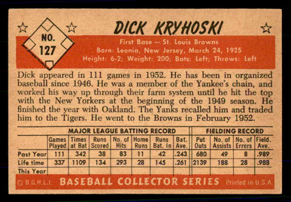 1953 Bowman Color Baseball #127 Dick Kryhoski Browns EX-MT 558984