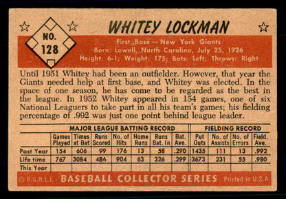 1953 Bowman Color Baseball #128 Whitey Lockman Giants EX+/EX-MT 558985