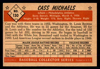 1953 Bowman Color Baseball #130 Cass Michaels A's EX-MT 558988
