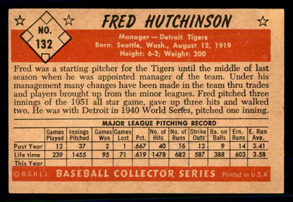 1953 Bowman Color Baseball #132 Fred Hutchinson Tigers EX-MT 558991