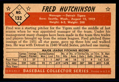 1953 Bowman Color Baseball #132 Fred Hutchinson Tigers EX 558992