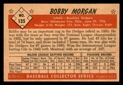 1953 Bowman Color Baseball #135 Bobby Morgan Dodgers EX 558994