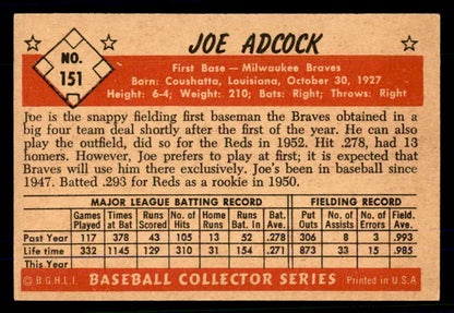 1953 Bowman Color Baseball #151 Joe Adcock Braves EX-MT 559012