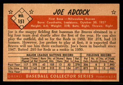 1953 Bowman Color Baseball #151 Joe Adcock Braves EX 559013