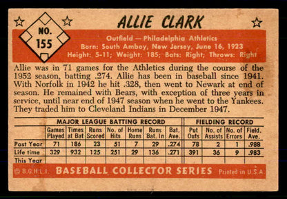 1953 Bowman Color Baseball #155 Allie Clark A's EX-MT 559017