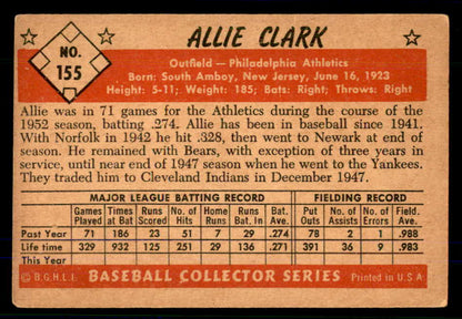 1953 Bowman Color Baseball #155 Allie Clark A's VG-EX 559018