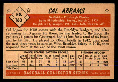 1953 Bowman Color Baseball #160 Cal Abrams Pirates EX 559026
