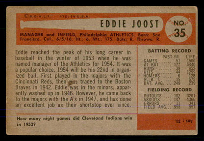 1954 Bowman Baseball #035 Eddie Joost A's VG-EX 559027