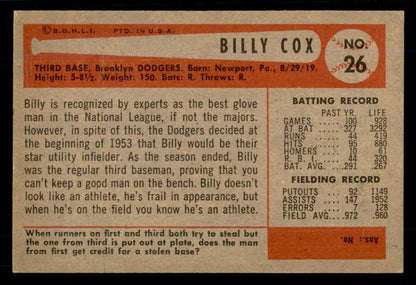 1954 Bowman Baseball #026 Billy Cox Dodgers EX-MT 559038