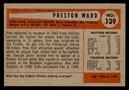 1954 Bowman Baseball #139 Preston Ward Pirates EX-MT 559045