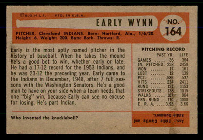 1954 Bowman Baseball #164 Early Wynn Indians EX-MT 559056