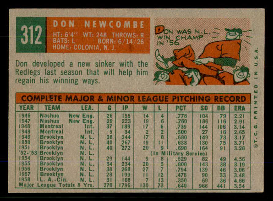 1959 Topps Baseball #312 Don Newcombe Reds VG-EX 559057