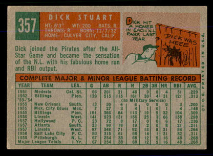 1959 Topps Baseball #357 Dick Stuart Pirates EX-MT 559058
