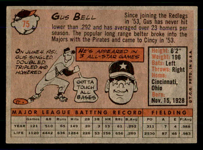 1958 Topps Baseball #075 Gus Bell Reds EX-MT 559065
