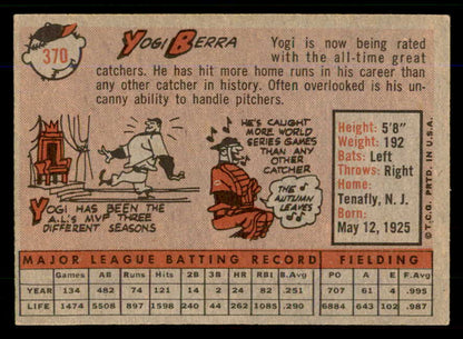 1958 Topps Baseball #370 Yogi Berra Yankees EX-MT 559080