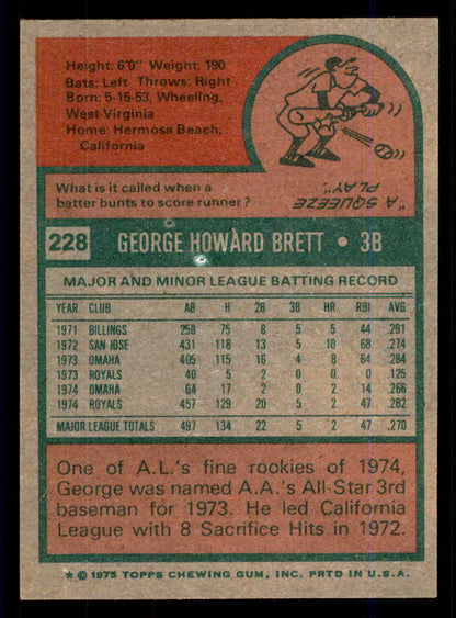 1975 Topps Baseball #228 George Brett Royals EX-MT 559089