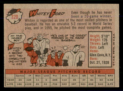 1958 Topps Baseball #320 Whitey Ford Yankees EX-MT 559119